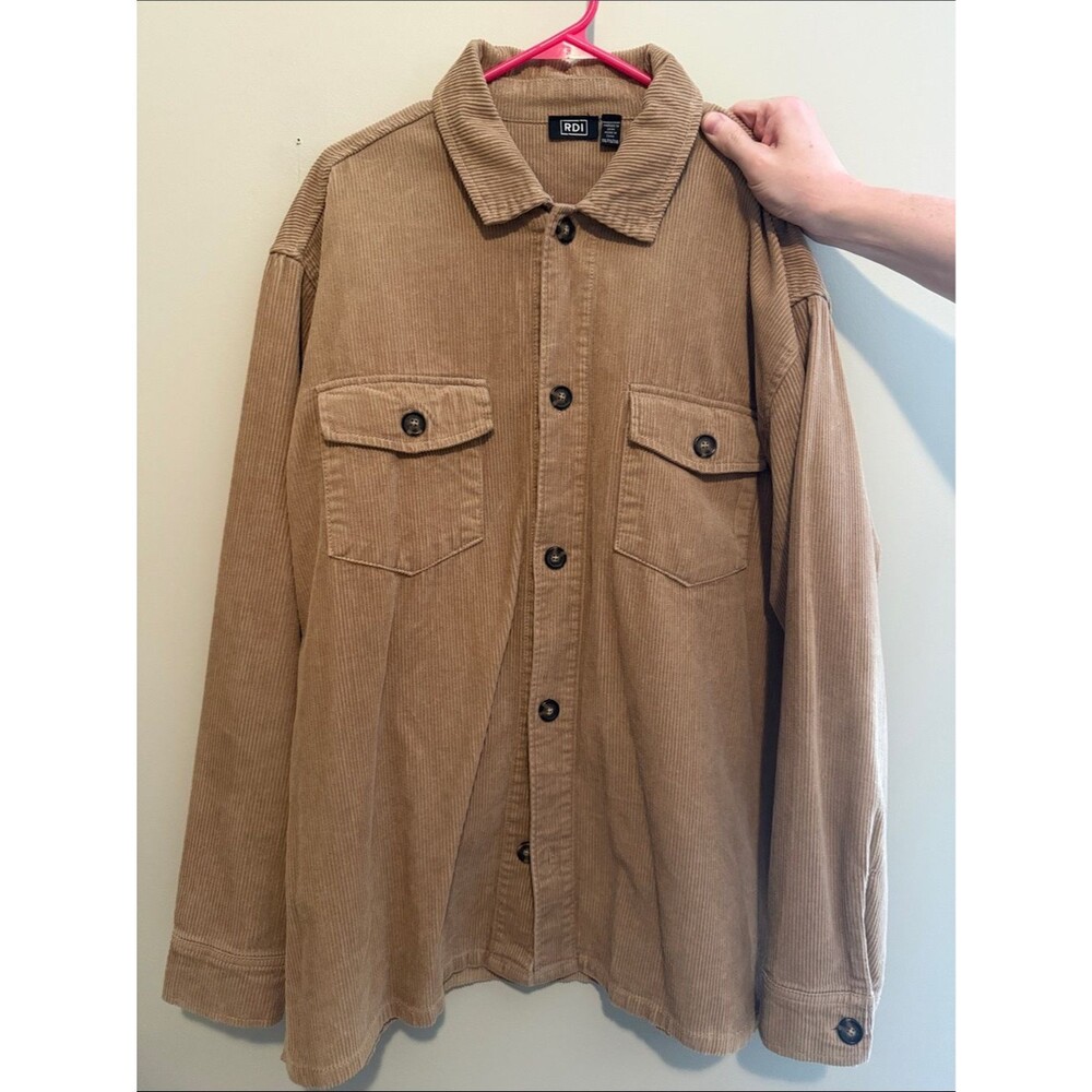 RDI Men's Corduroy Shirt Jacket in Camel Brown